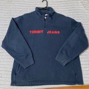 Tommy Hilfiger Tommy Jeans 1/4 Zip Pullover Sweater Blue Collar Men’s XL Old
